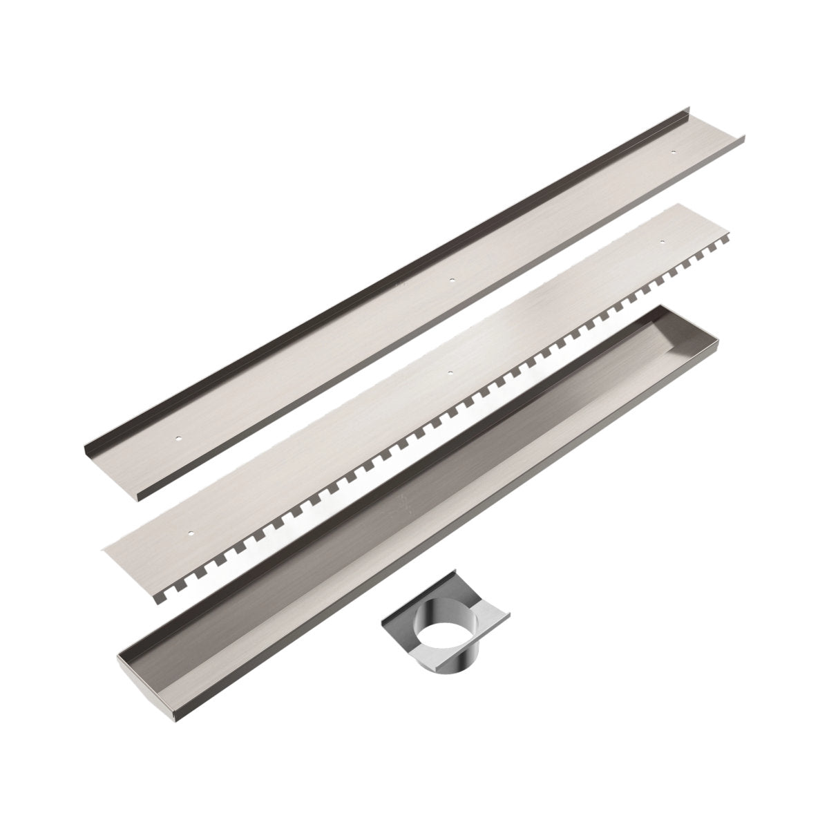 Tile Insert V Channel 900x106mm Floor Grate 90mm Outlet Brushed Nickel