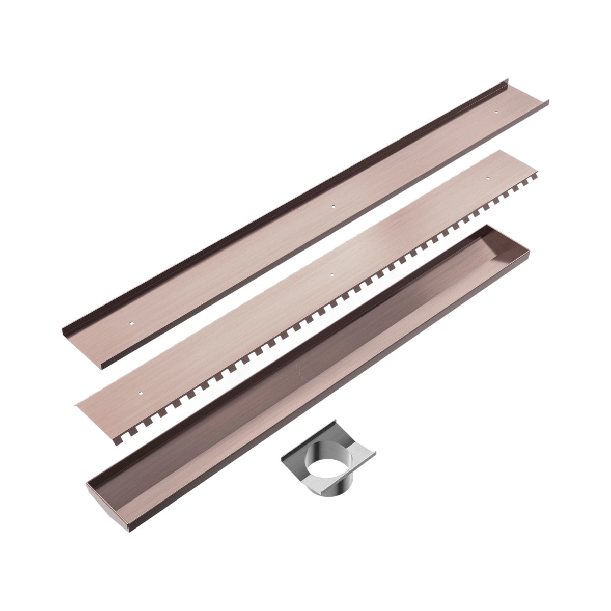 Tile Insert V Channel 900x106mm Floor Grate 90mm Outlet Brushed Bronze