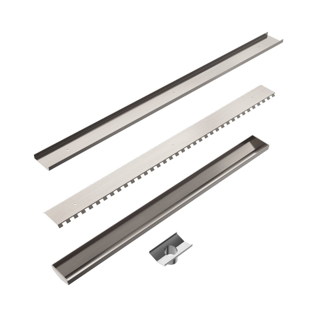 Tile Insert V Channel 900x82mm Floor Grate 50mm Outlet Brushed Nickel