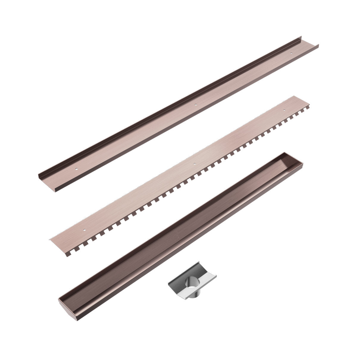 Tile Insert V Channel 900x82mm Floor Grate 50mm Outlet Brushed Bronze