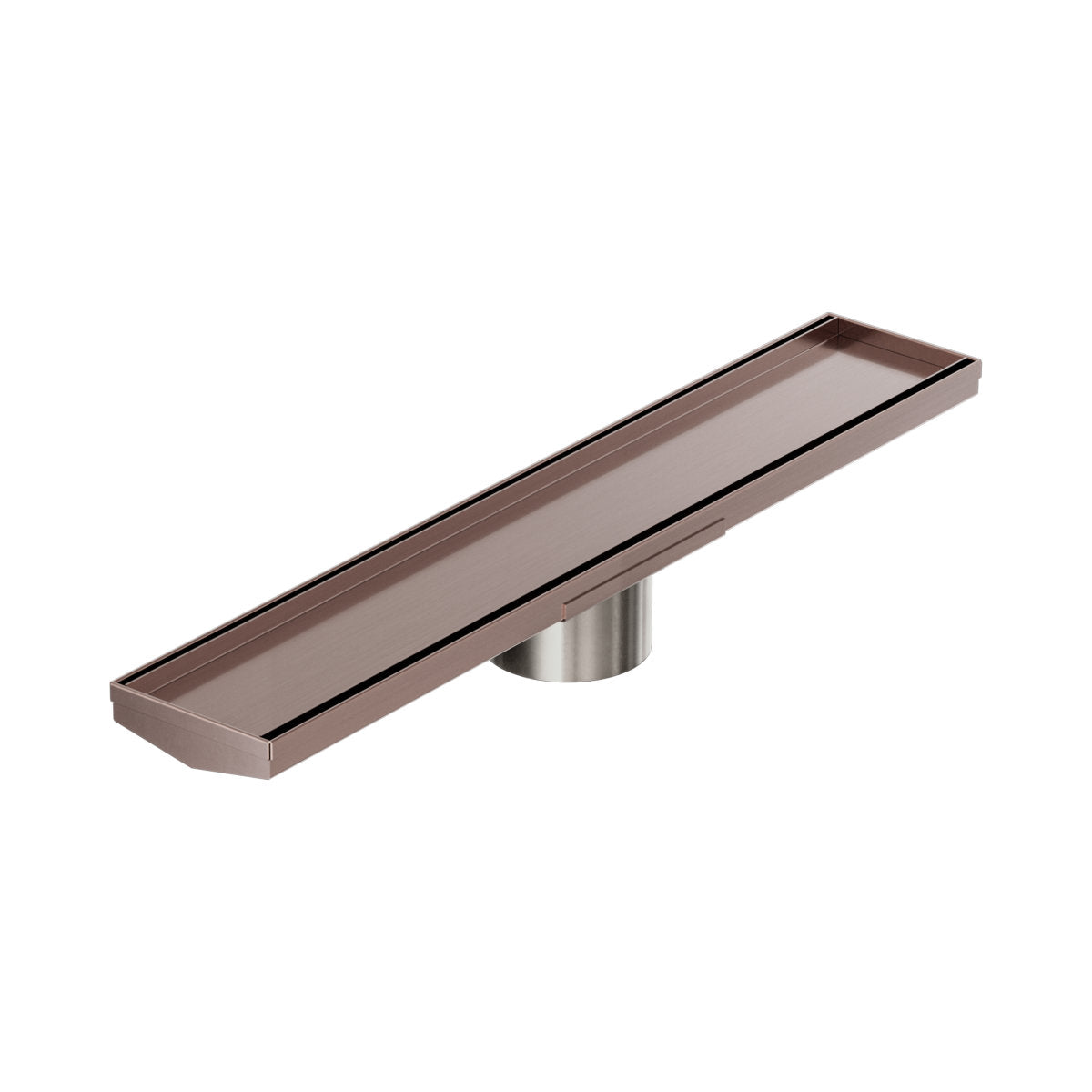Tile Insert V Channel 600x106mm Floor Grate 90mm Outlet Brushed Bronze