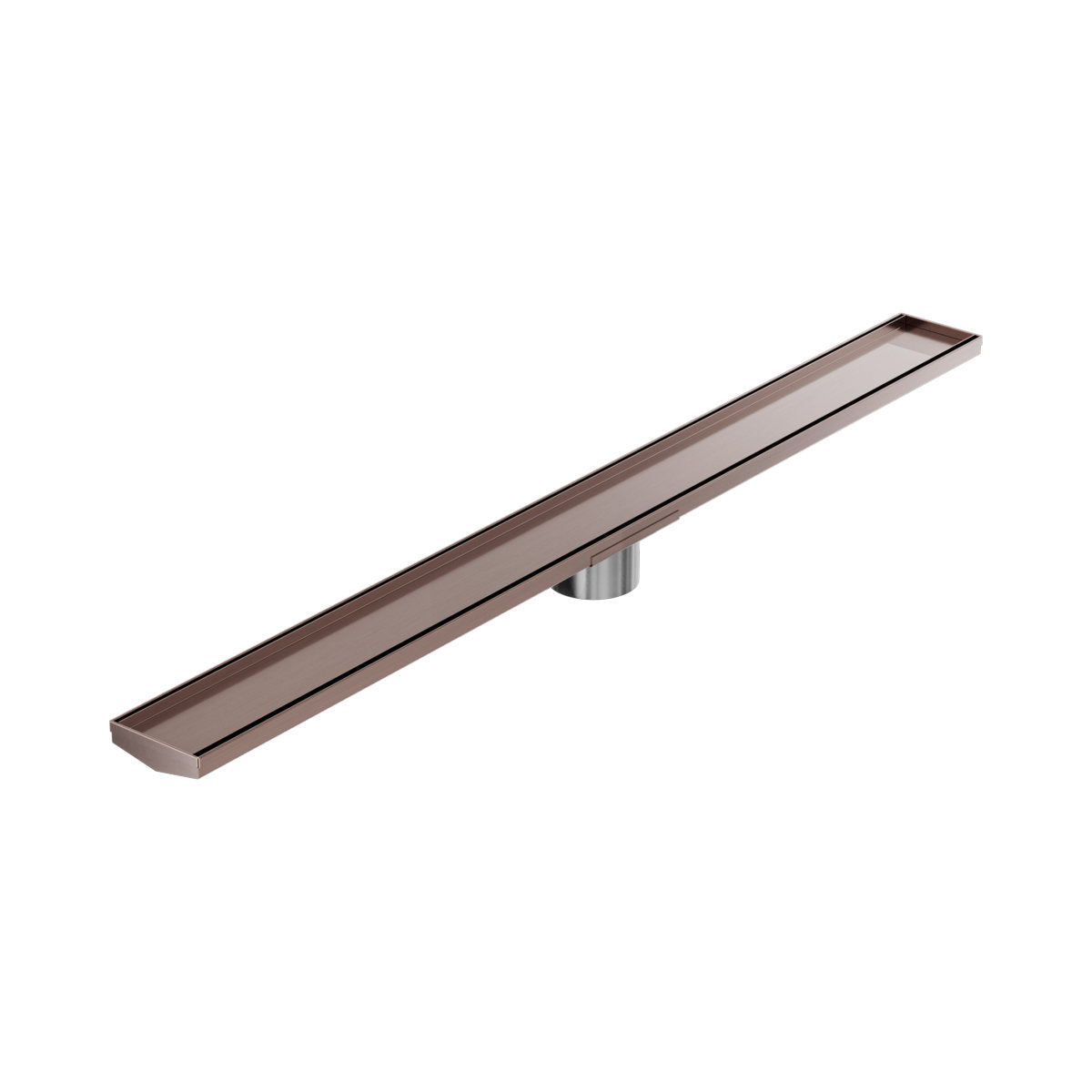 Tile Insert V Channel 1200x106mm Floor Grate 90mm Outlet Brushed Bronze