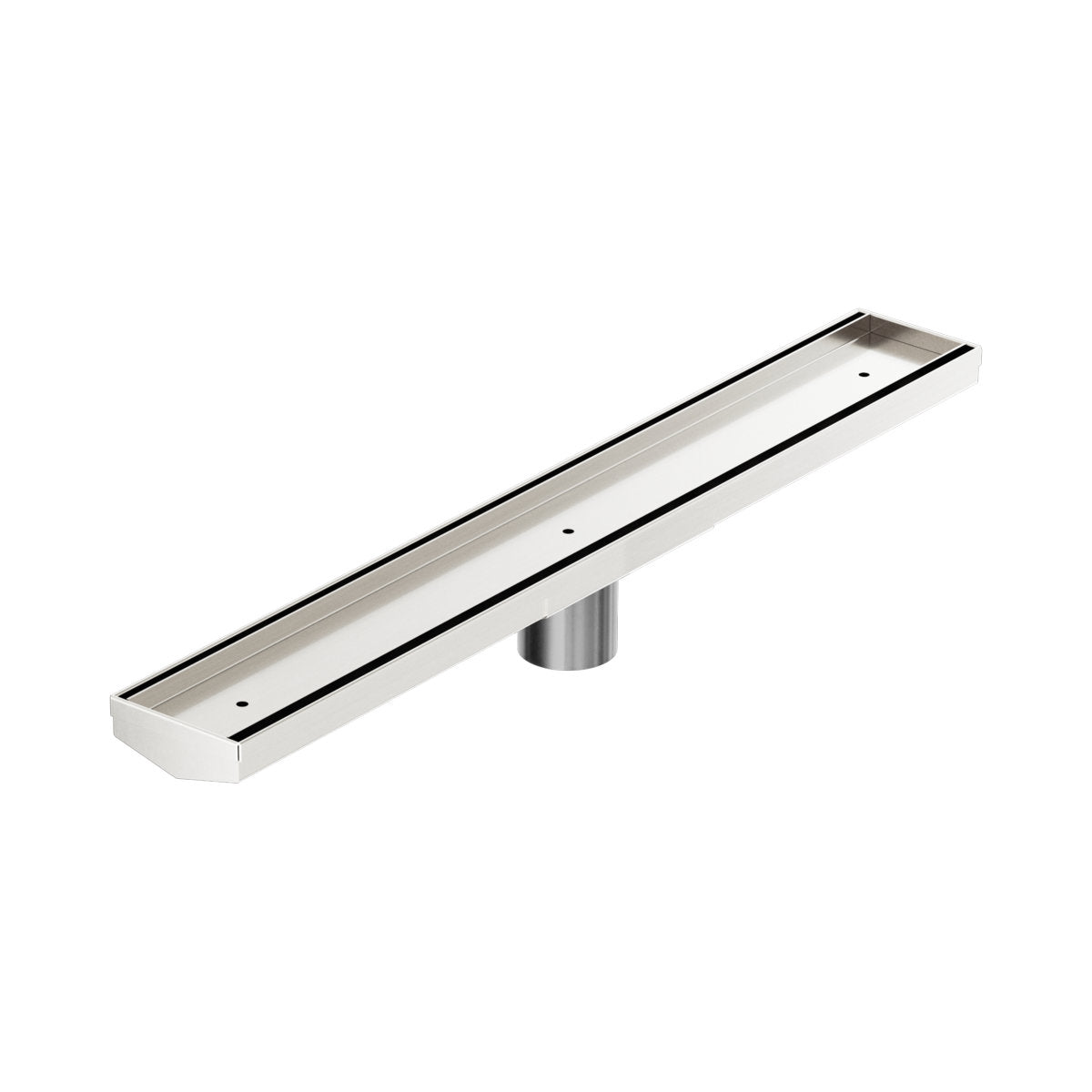 Tile Insert V Channel 600x82mm Floor Grate 50mm Outlet Brushed Nickel