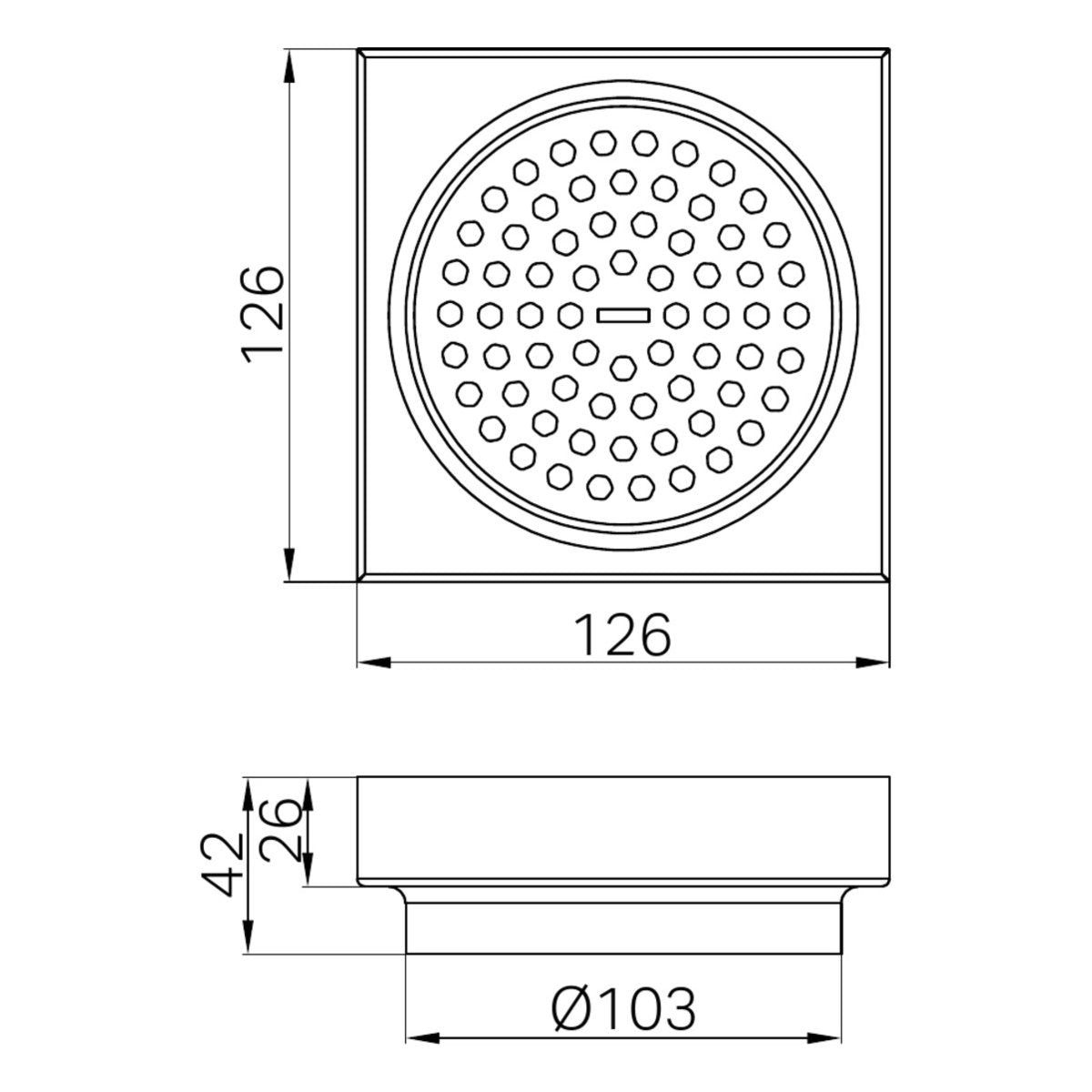 Nero 130mm Square Tile Insert Floor Waste 100mm Outlet, Matte Black