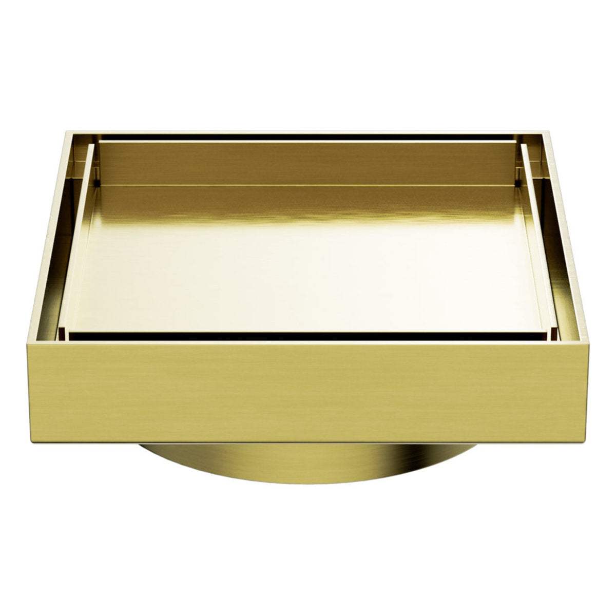 Nero 130mm Square Tile Insert Floor Waste 100mm Outlet, Brushed Gold