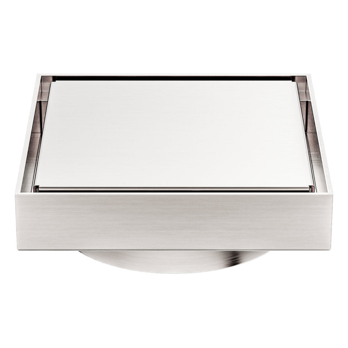 Nero 130mm Square Tile Insert Floor Waste 100mm Outlet, Brushed Nickel