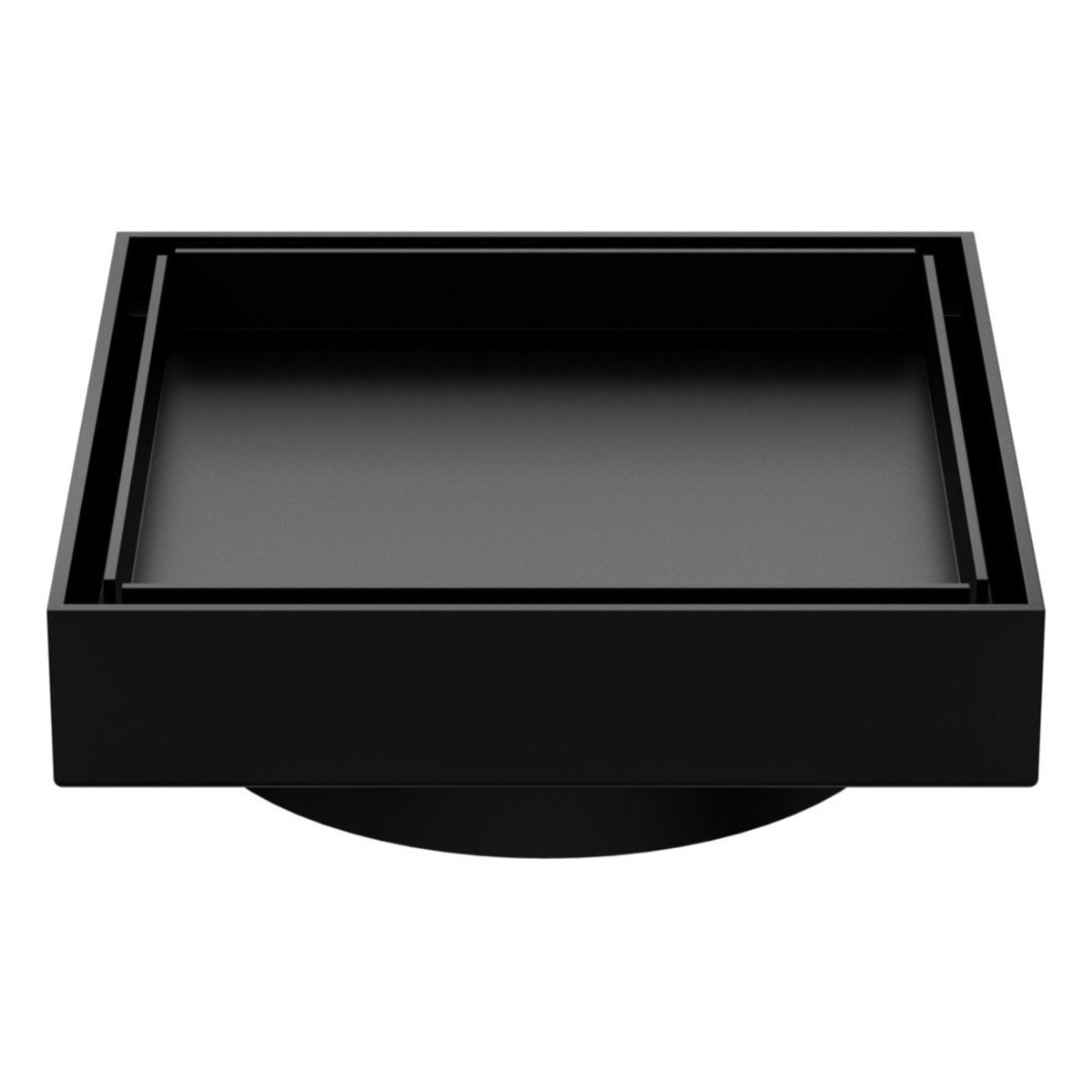 Nero 130mm Square Tile Insert Floor Waste 100mm Outlet, Matte Black