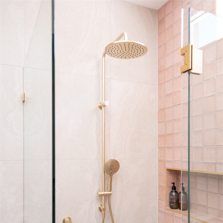 Nero 180 Degree Glass To Glass Shower Hinge 10mm Glass - Brushed Gold