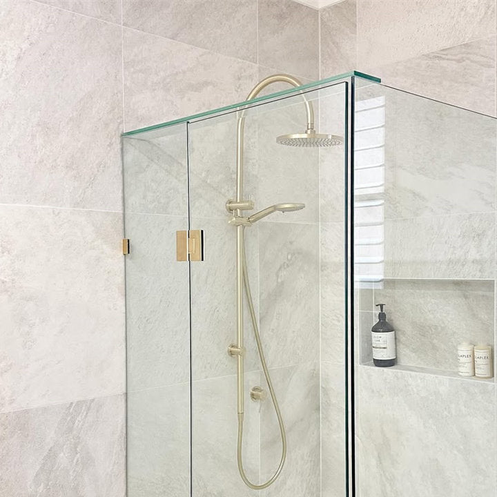 Nero 180 Degree Glass To Glass Shower Hinge 10mm Glass - Brushed Gold