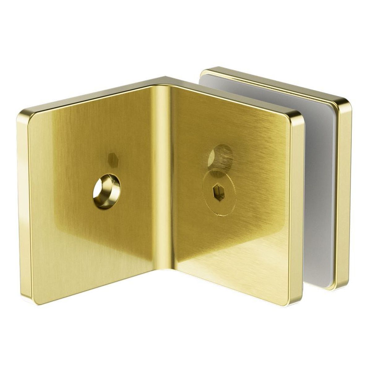 Nero 90 Degree Glass To Wall Bracket 10mm Glass Brushed Gold
