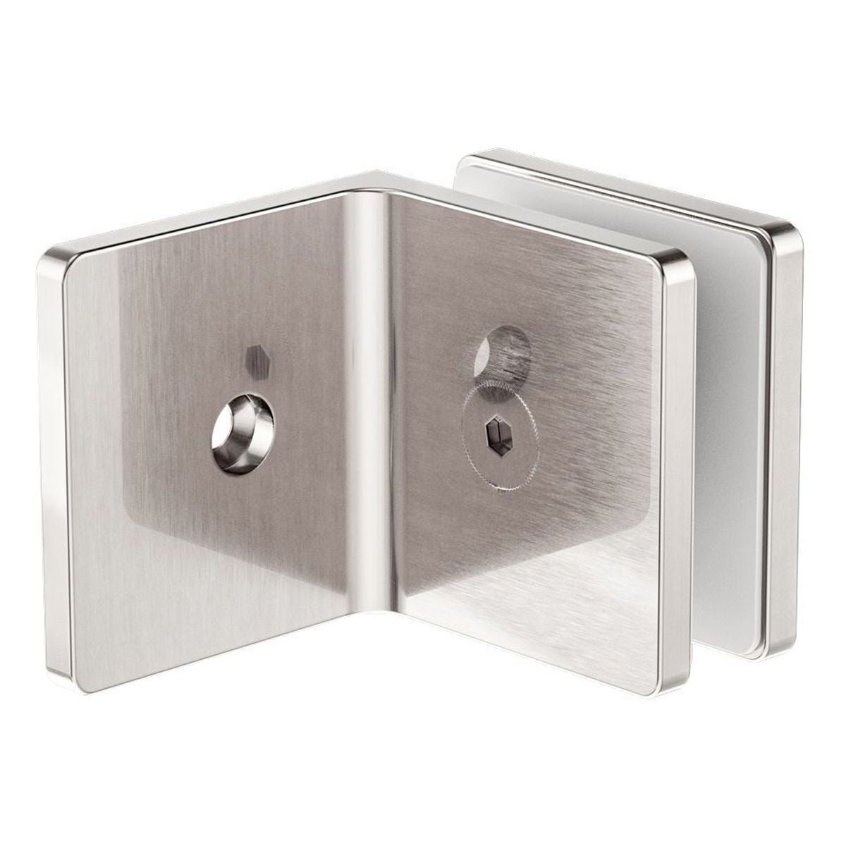 Nero 90 Degree Glass To Wall Bracket 10mm Glass Brushed Nickel