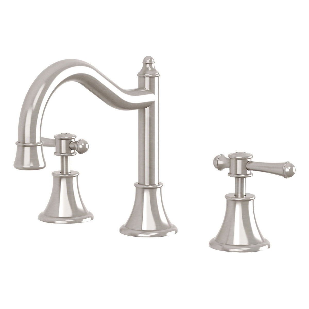 Phoenix Nostalgia Lever Basin Set Shepherds Crook, Lead Free, Brushed Nickel