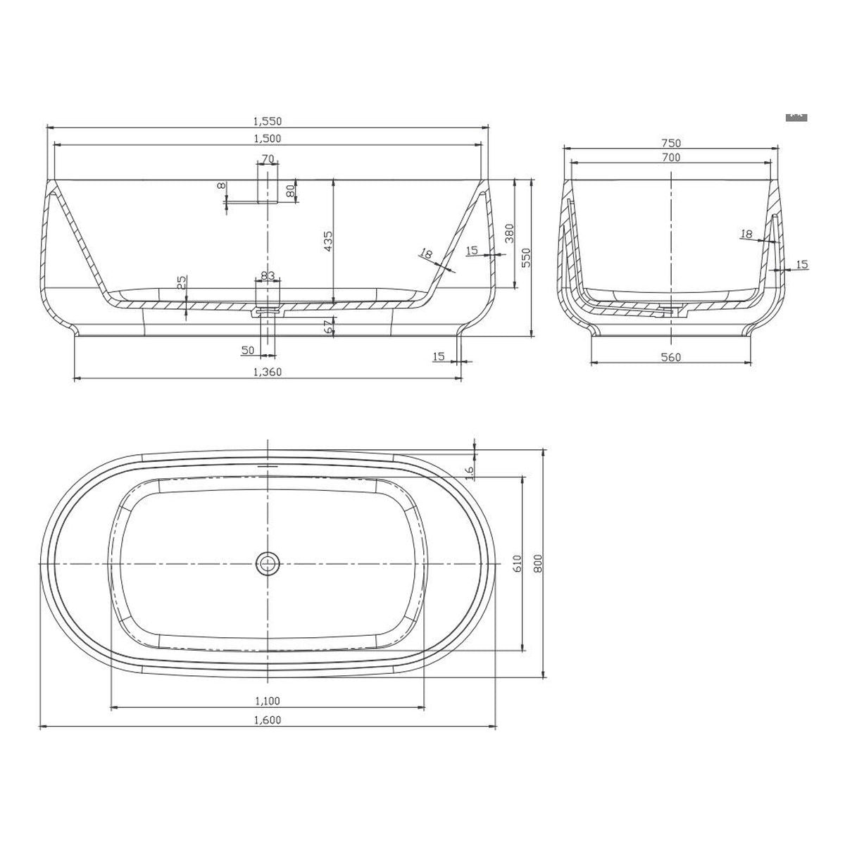 Studio Bagno Nur Freestanding Bath - Semi Gloss White
