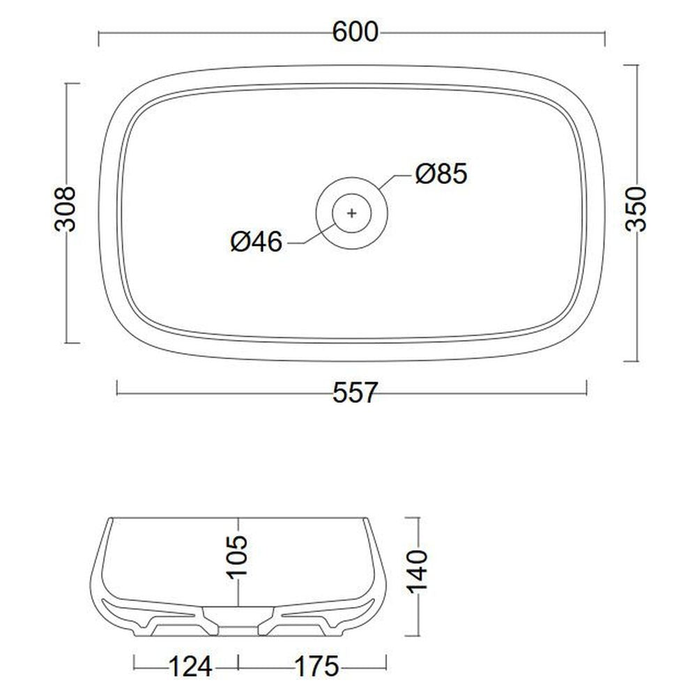 Studio Bagno Nur 60 Bench Basin - Gloss White