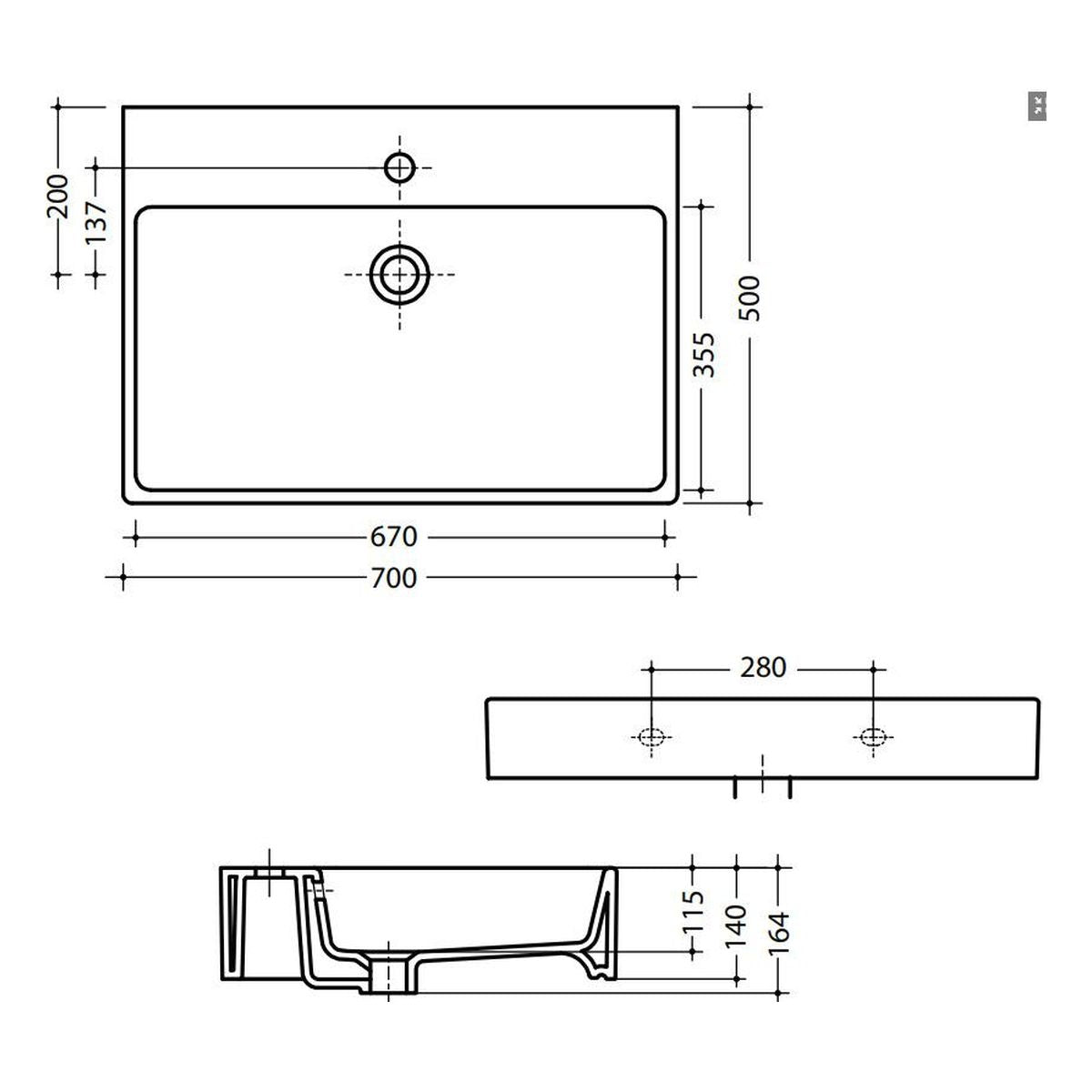 Studio Bagno Prossimo 70 Bench Basin - 1 Taphole