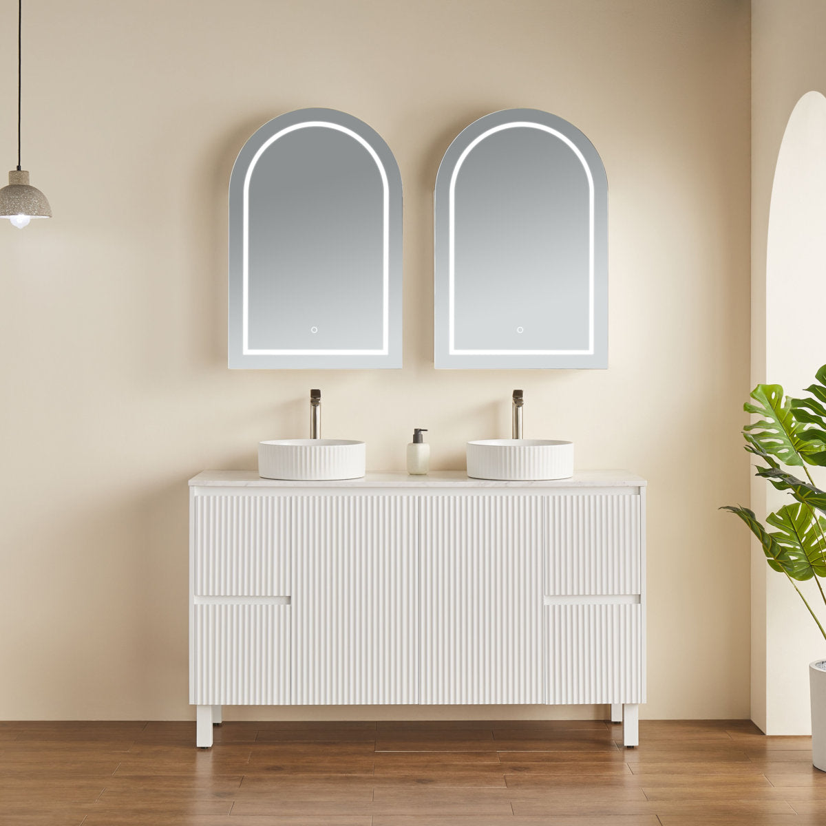 Arch LED Shaving Cabinet, Matte White 600mm x 900mm
