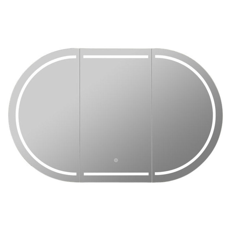 Oval LED Shaving Cabinet, Matte White 1200mm x 750mm