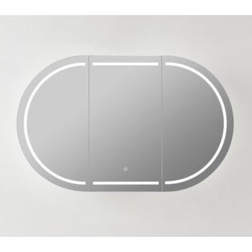 Oval LED Shaving Cabinet, Matte White 1200mm x 750mm
