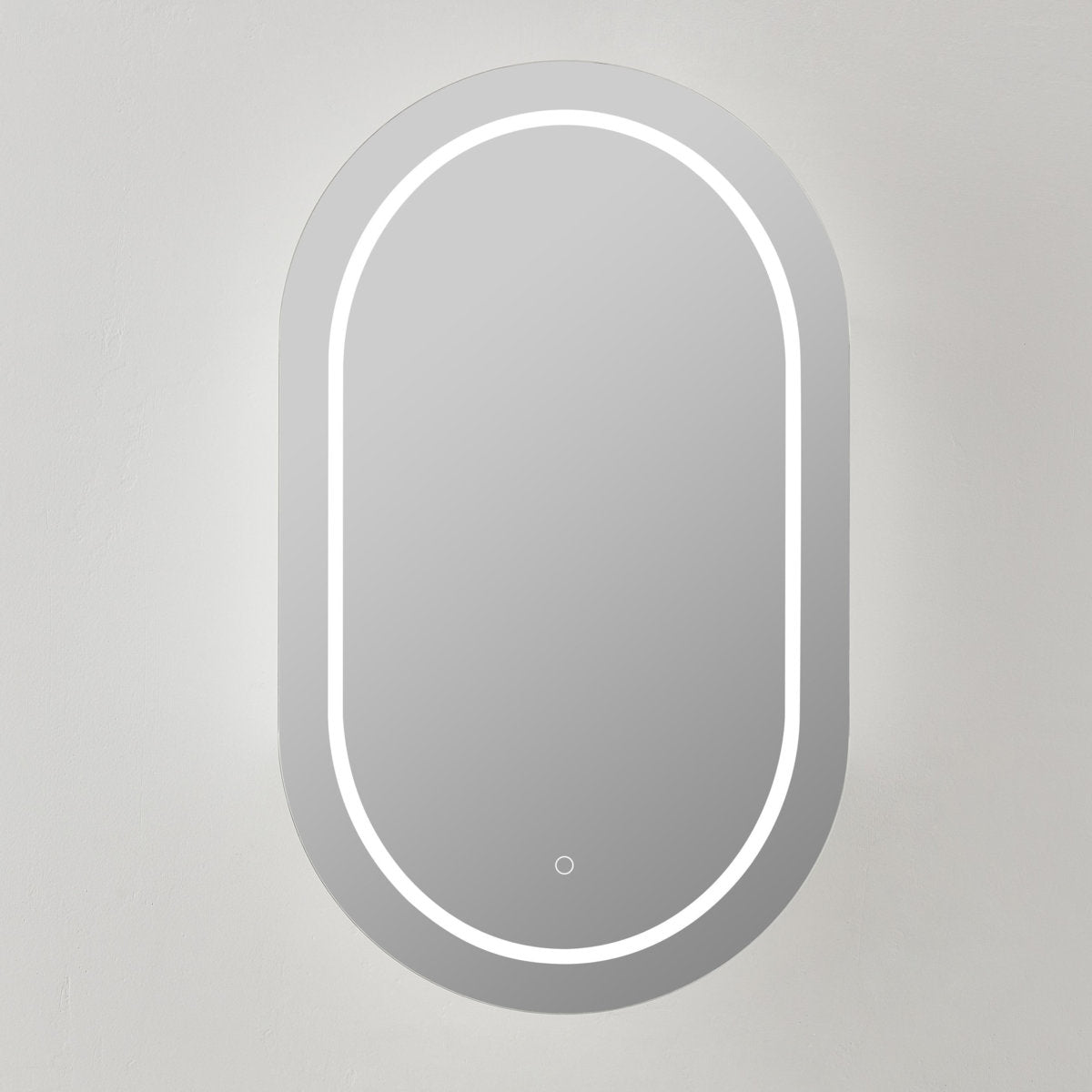 Oval LED Shaving Cabinet, Matte White 450mm x 900mm