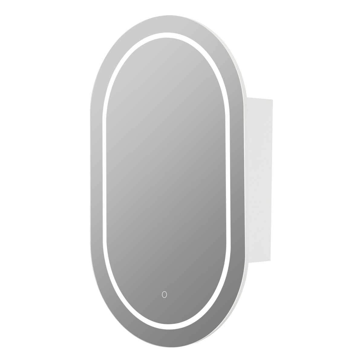 Oval LED Shaving Cabinet, Matte White 450mm x 900mm