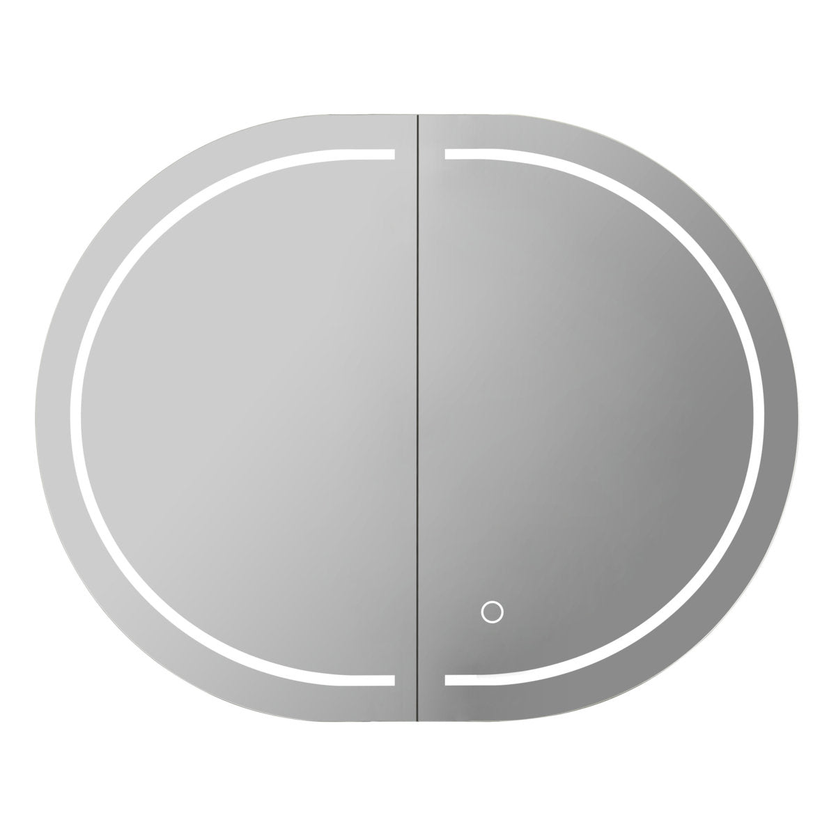 Oval LED Shaving Cabinet, Matte White 900mm x 600mm