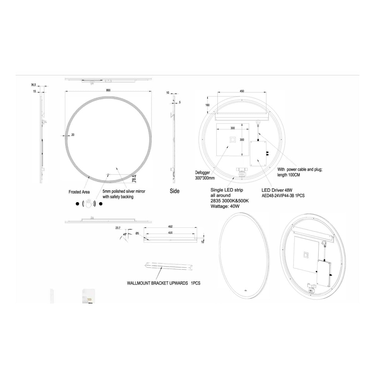 Round LED Mirror 800 x 800mm