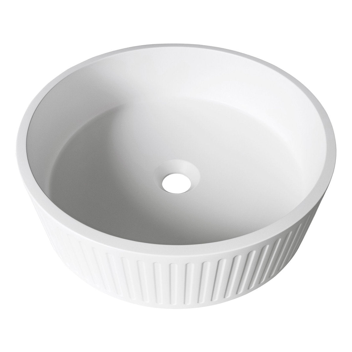 Otti Hudson Round 400x400x120 Concrete Fluted White Basin