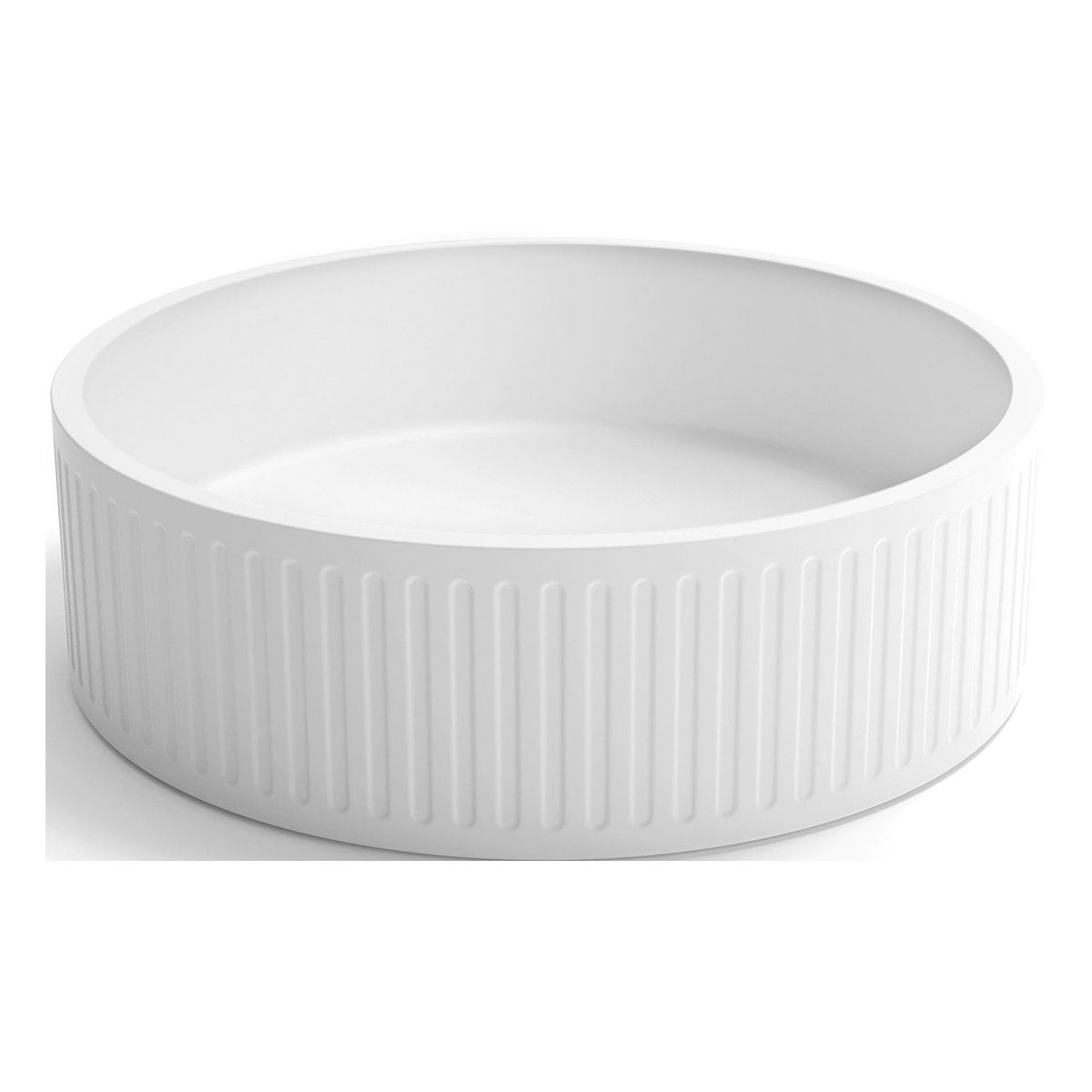 Otti Hudson Round 400x400x120 Concrete Fluted White Basin