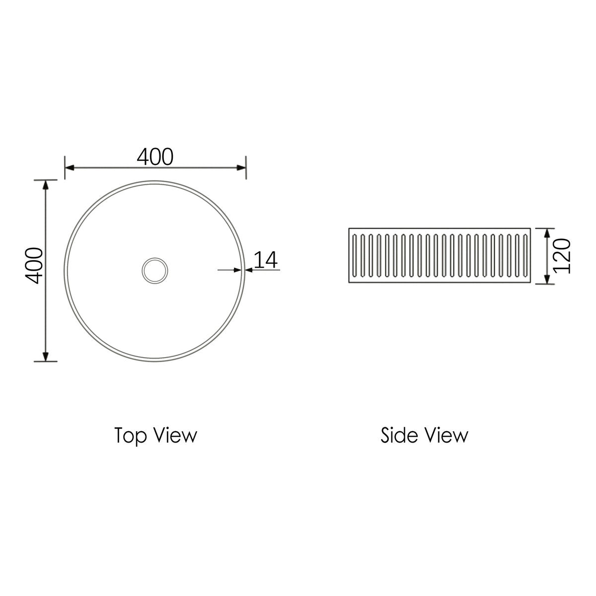 Otti Hudson Round 400x400x120 Concrete Fluted White Basin