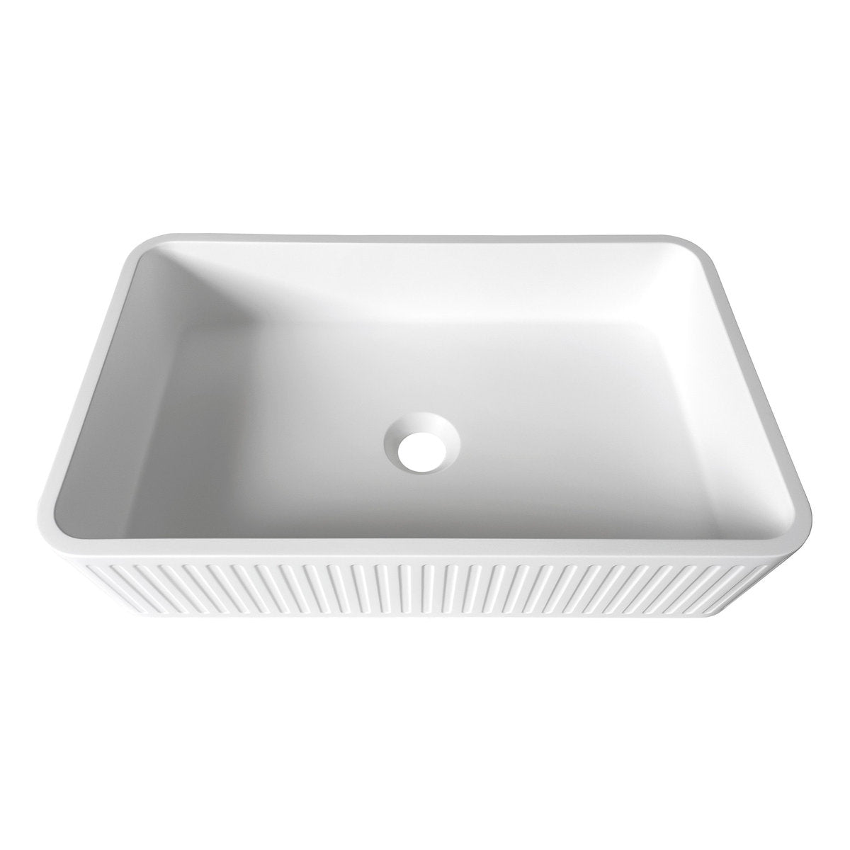 Otti Hudson Square 520x320x120 Concrete Fluted White Basin