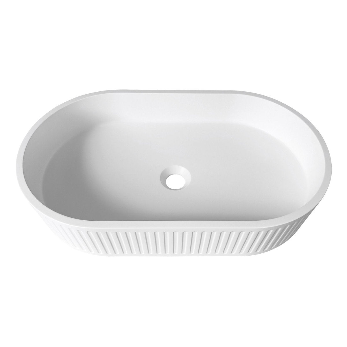 Otti Hudson Oval 600x350x120 Concrete Fluted White Basin
