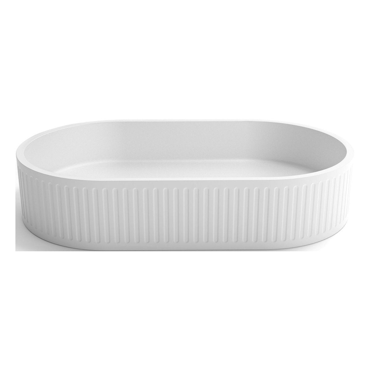 Otti Hudson Oval 600x350x120 Concrete Fluted White Basin