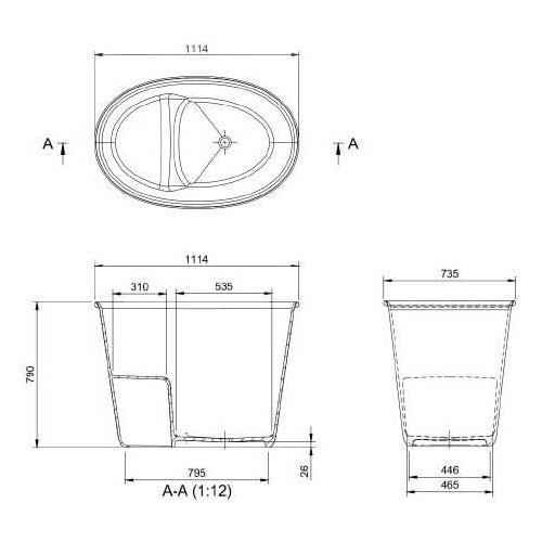 Onwa 111 x 74 TitanCast Bath - Special Finish - Alice Blue