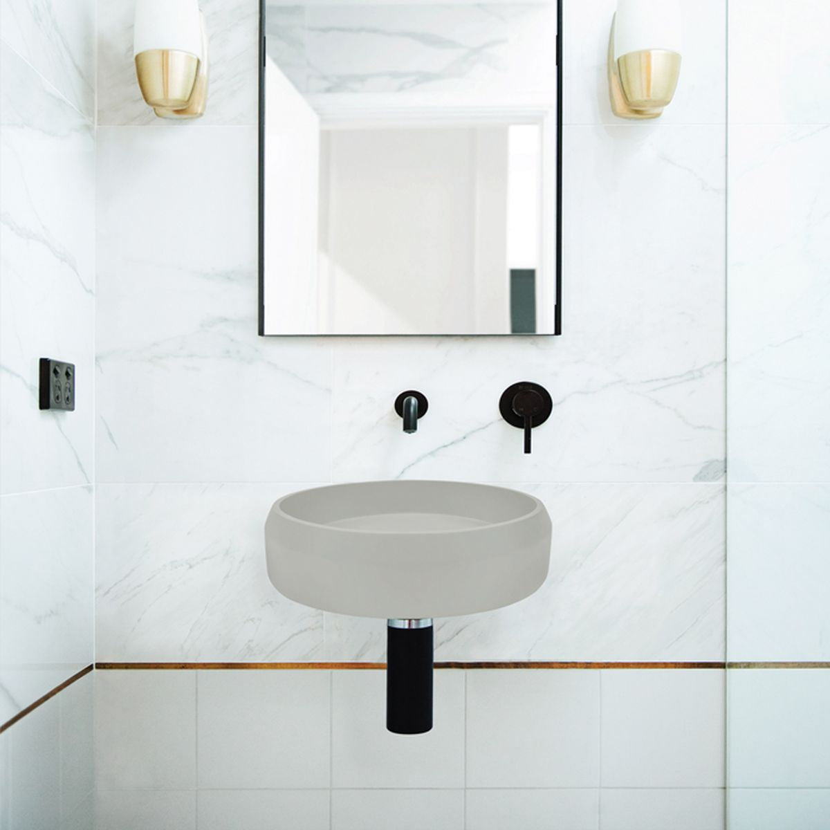 Nood Wall Mount Prism Circle Basin in Cloud