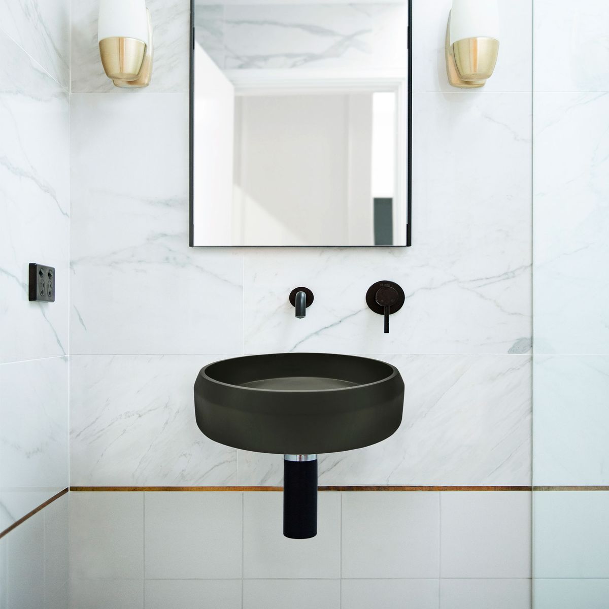 Nood Wall Mount Prism Circle Basin in Charcoal