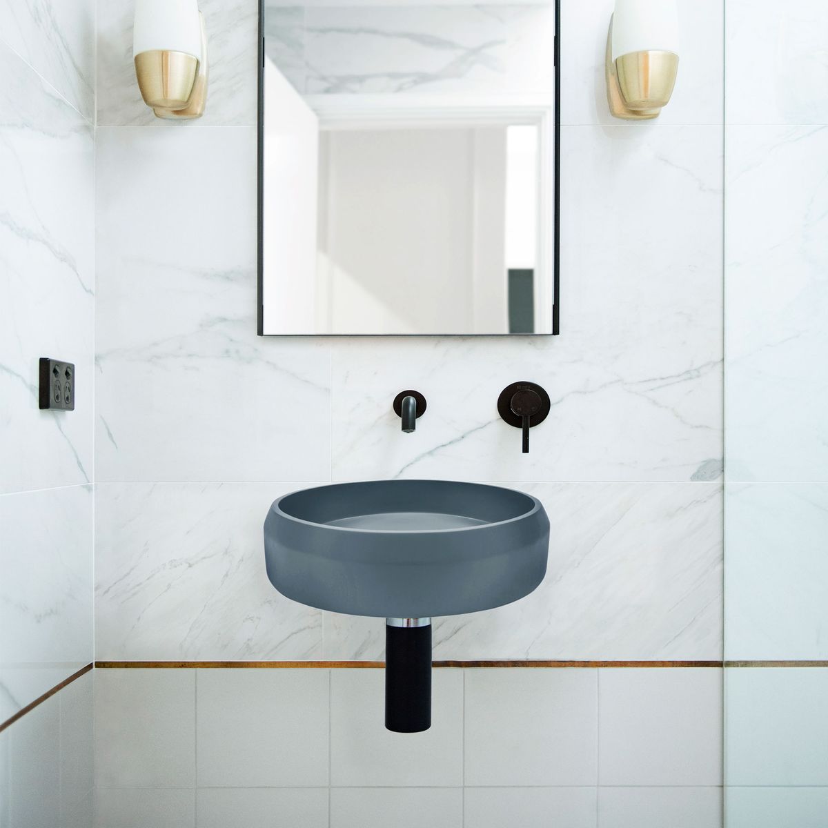 Nood Wall Mount Prism Circle Basin in Copan Blue