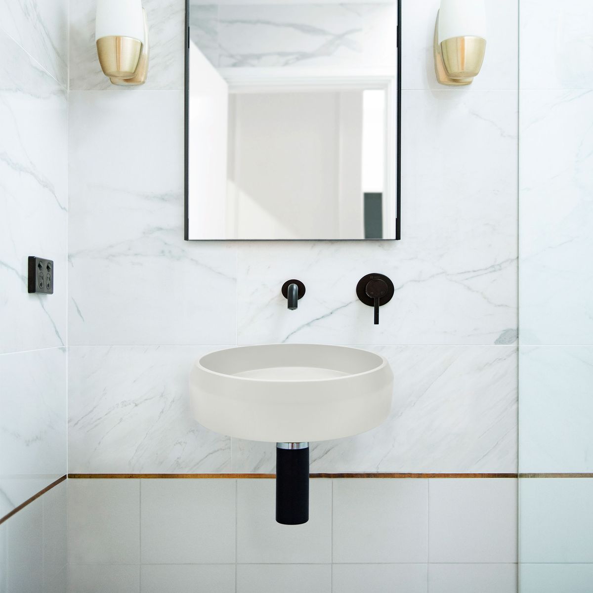 Nood Wall Mount Prism Circle Basin in Ivory