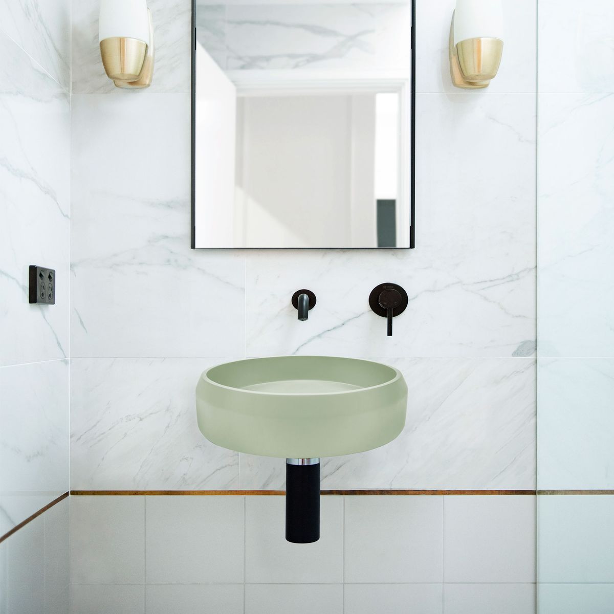 Nood Wall Mount Prism Circle Basin in Mint
