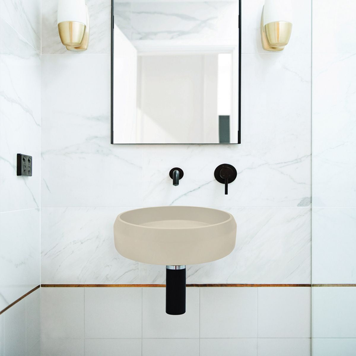 Nood Wall Mount Prism Circle Basin in Mushroom
