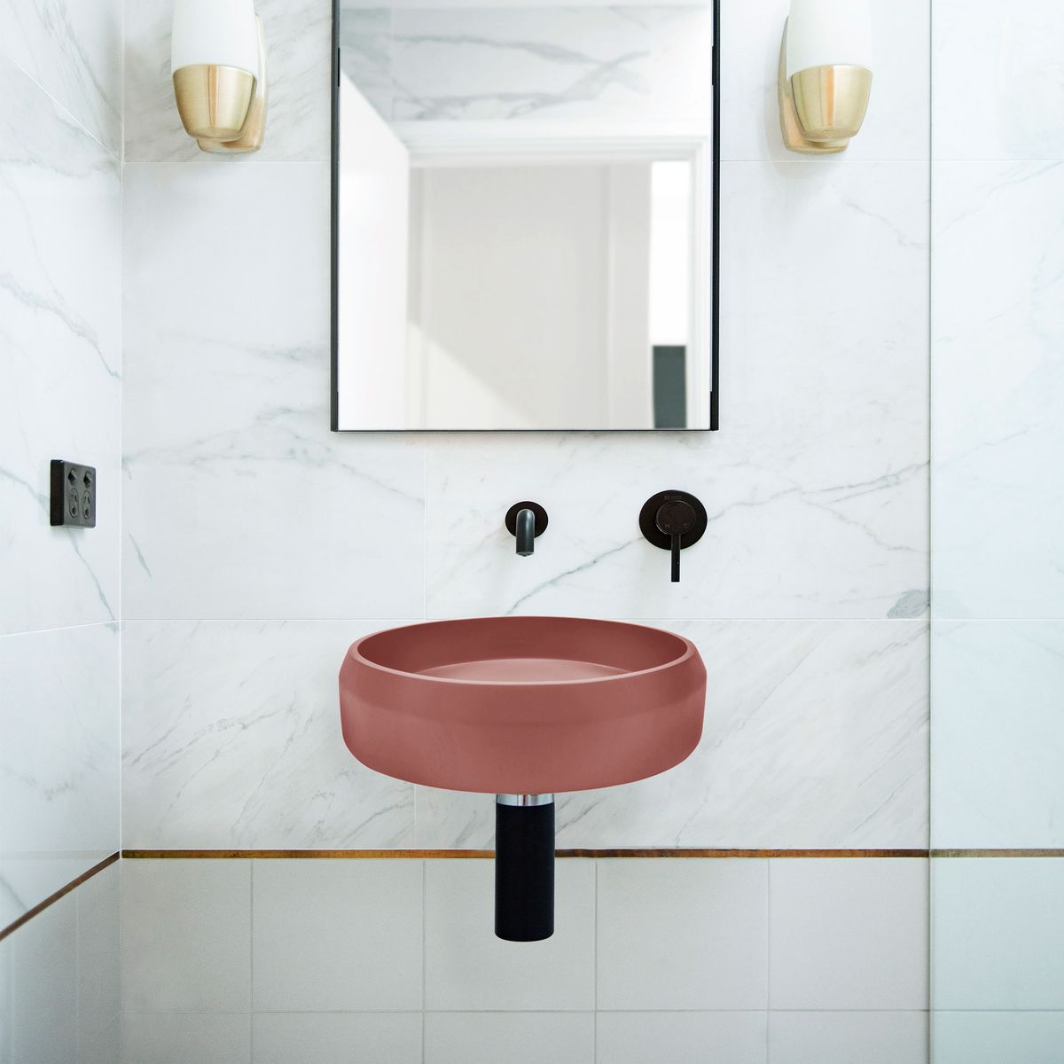 Nood Wall Mount Prism Circle Basin in Musk