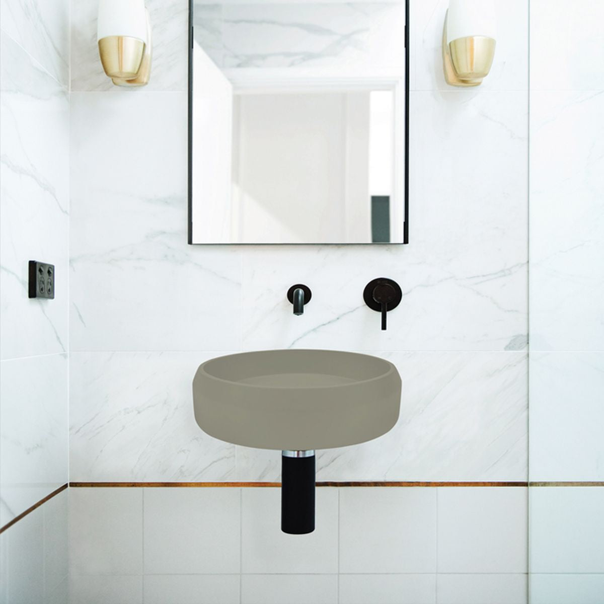 Nood Wall Mount Prism Circle Basin in Olive