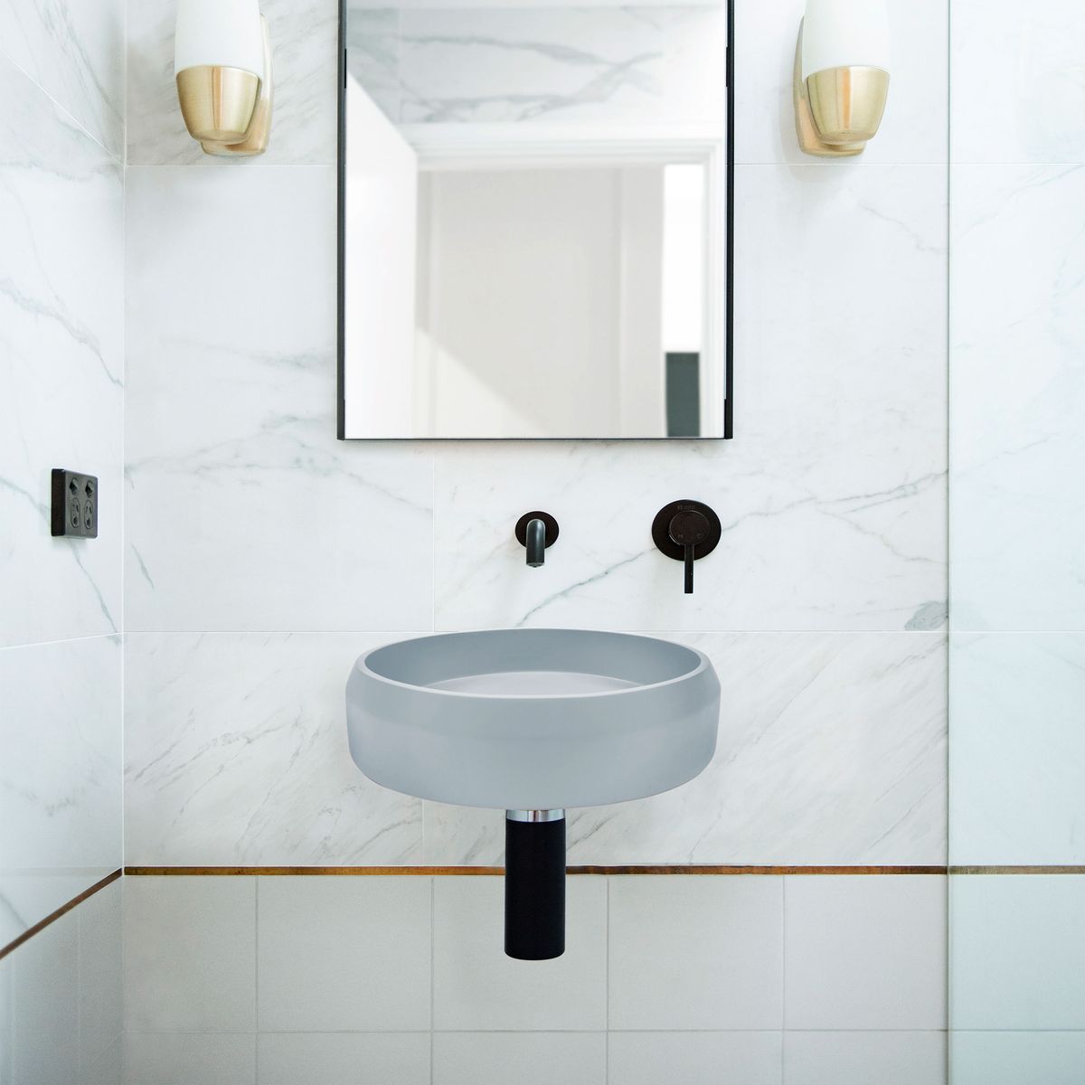 Nood Wall Mount Prism Circle Basin in Powder Blue