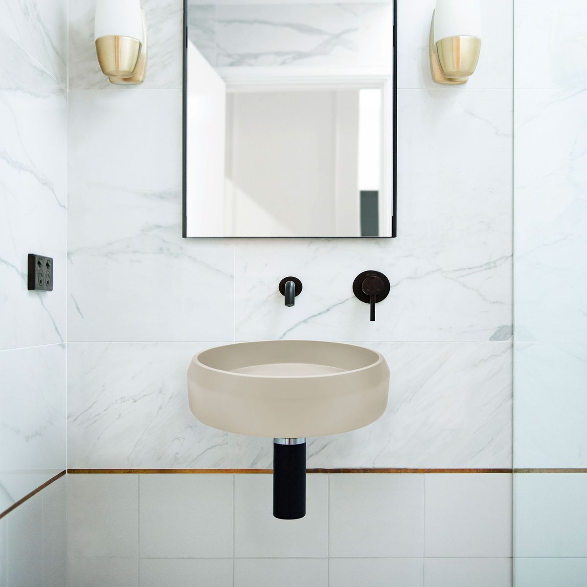 Nood Wall Mount Prism Circle Basin in Sand
