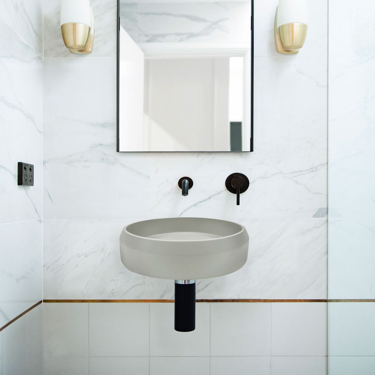 Nood Wall Mount Prism Circle Basin in Sky Grey