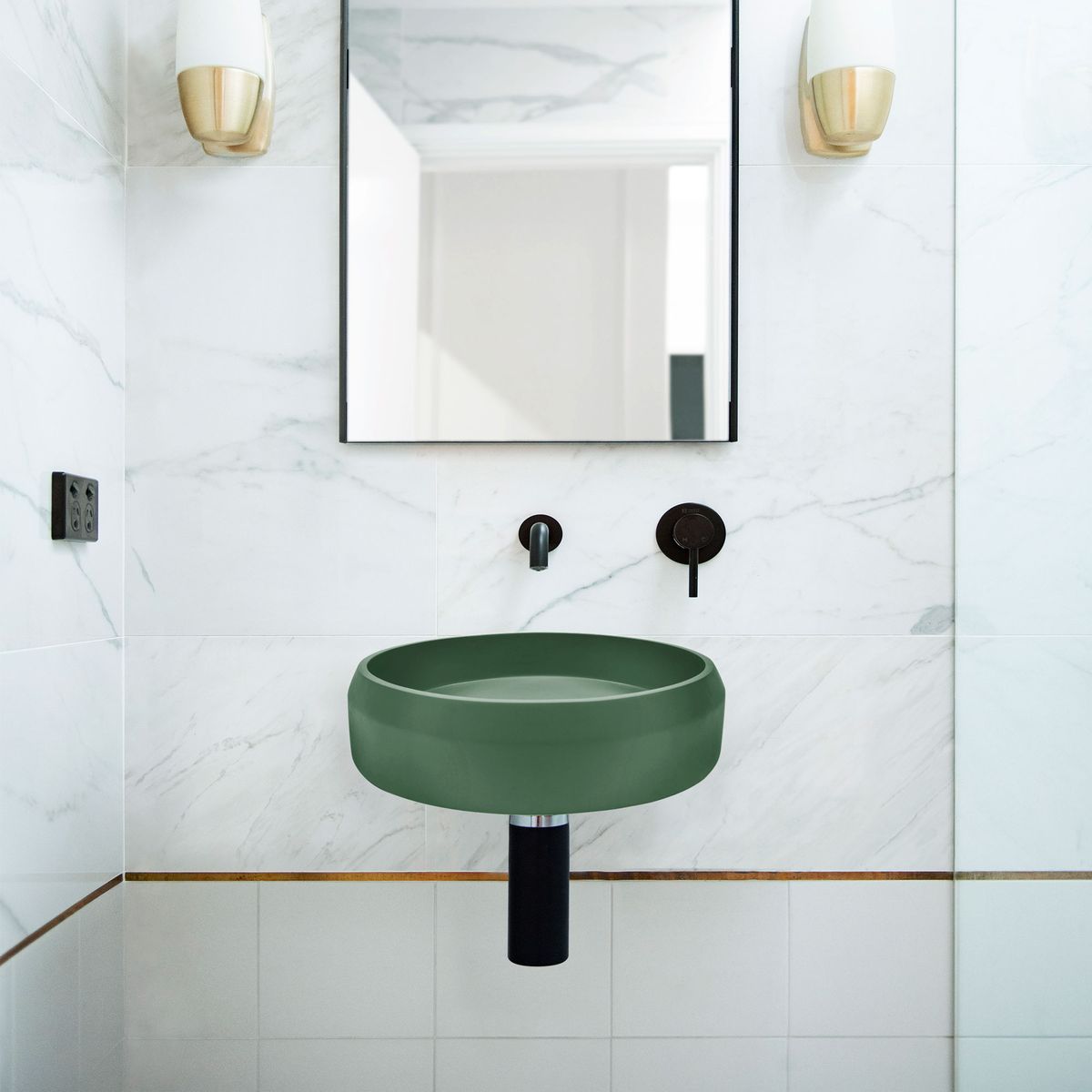 Nood Wall Mount Prism Circle Basin in Teal