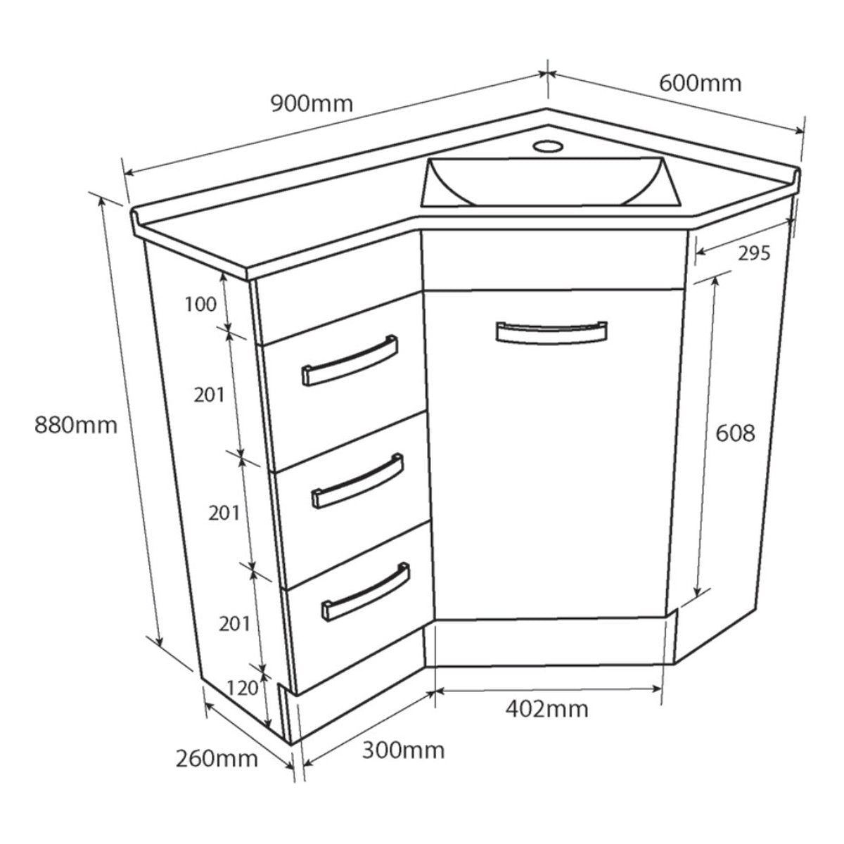 Fienza Corner 9060 Vanity