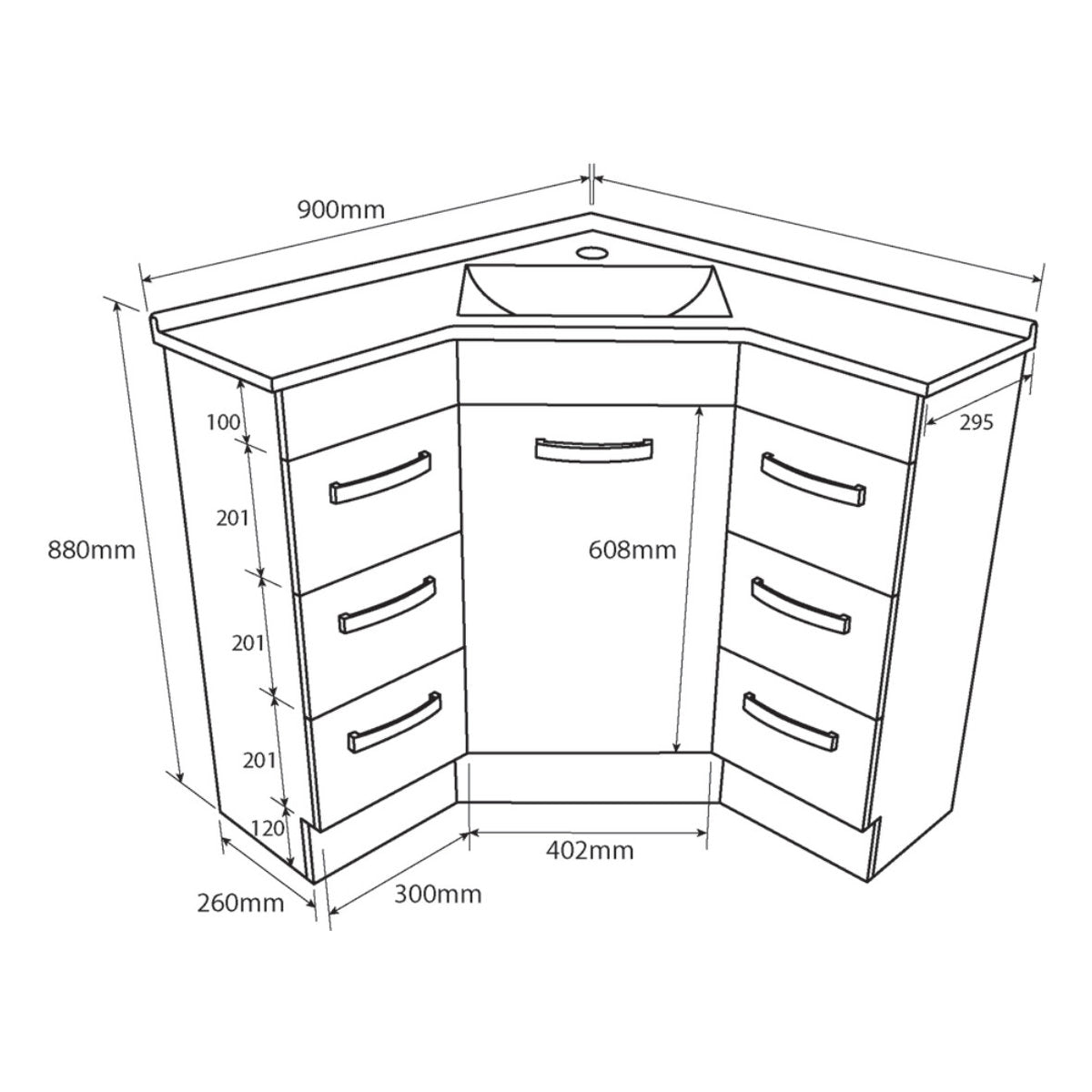 Fienza Corner 9090 Vanity