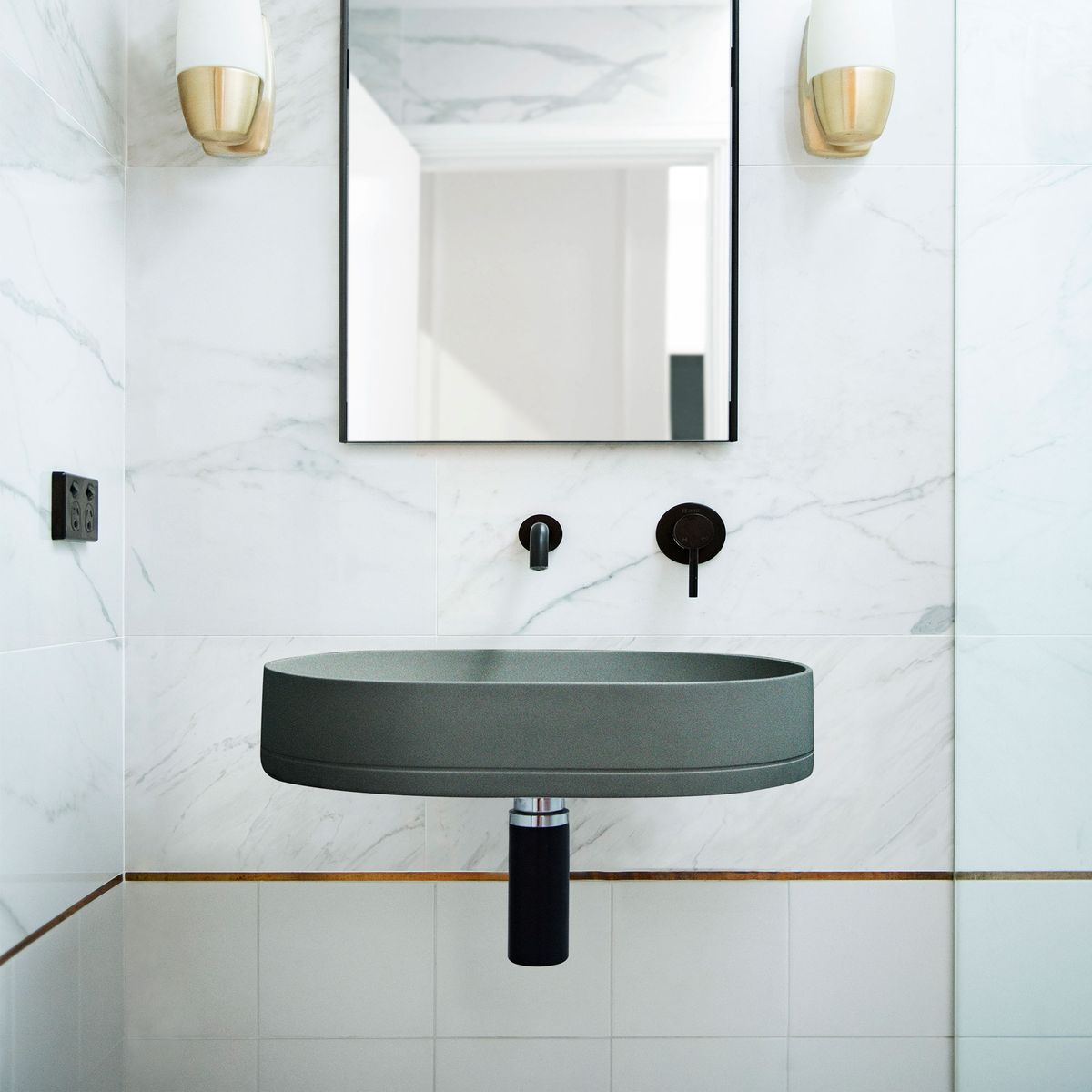 Nood Wall Mount Pill Basin in Mid Tone Grey