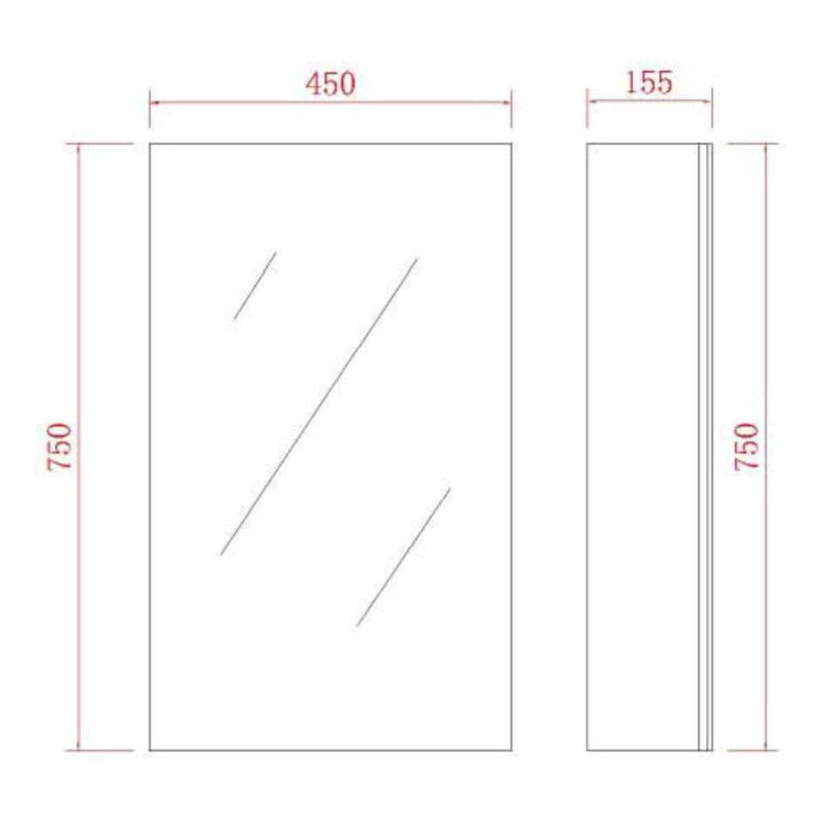 Polar Shaving Cabinet, Gloss White, 450mm