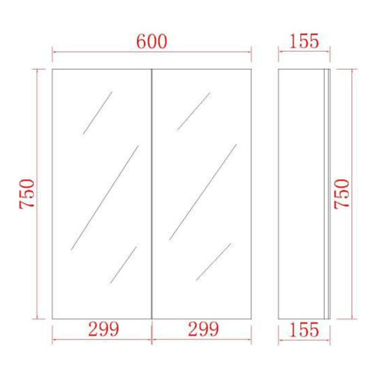 Polar Shaving Cabinet, Gloss White, 600mm